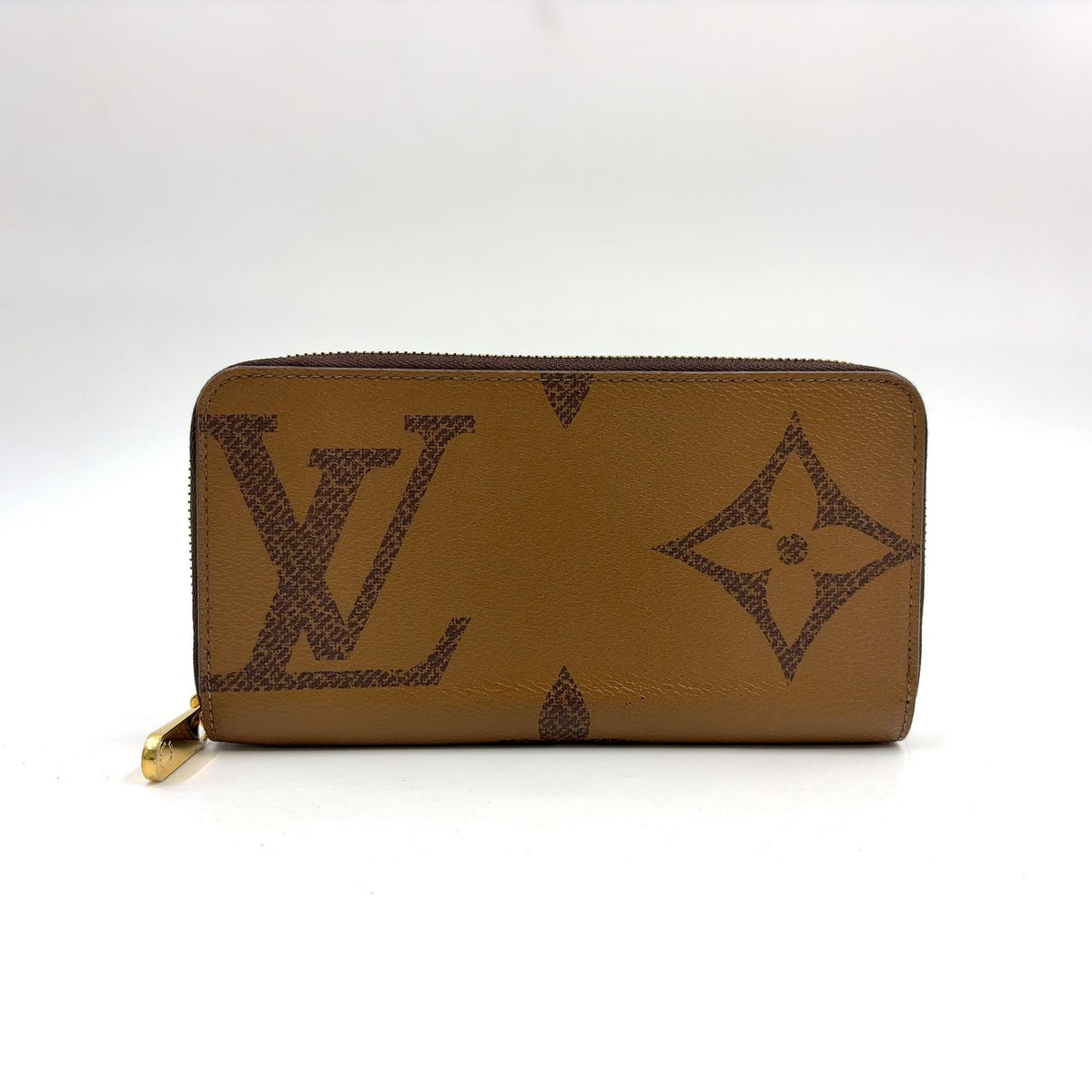 Louis Vuitton Zippy Wallet Monogram Giant Leather Brown Round Gold
