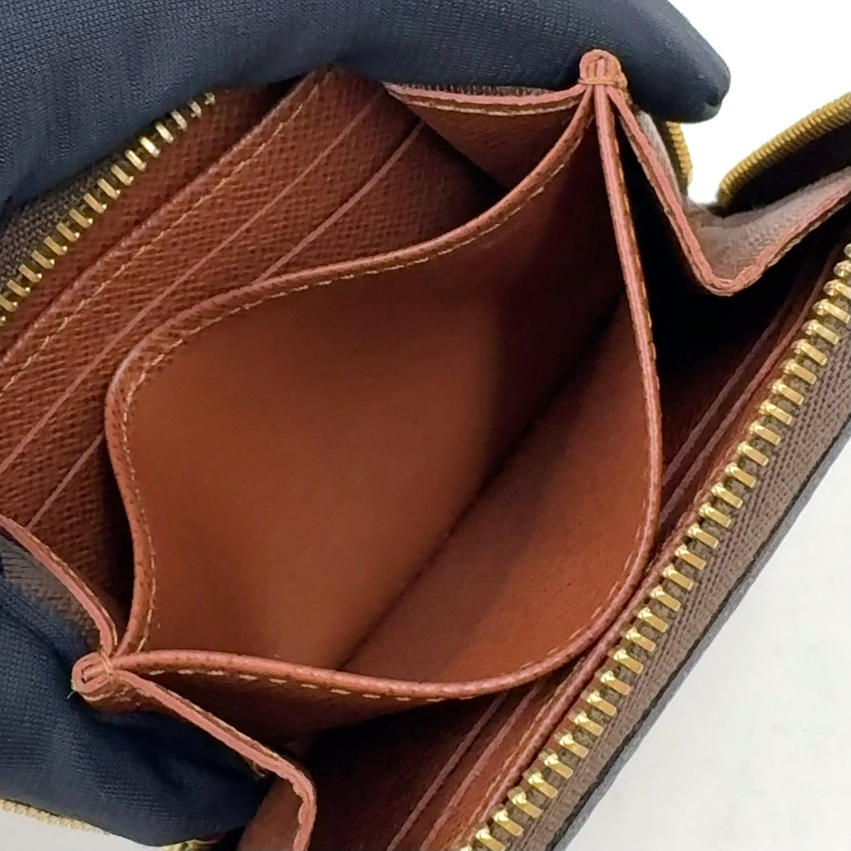 Louis Vuitton Zippy Coin Purse Monogram Leather Brown Gold — view 7