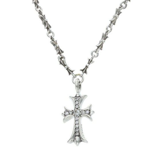 Chrome Hearts Fat Cross Tiny Bar Chain Silver Necklace