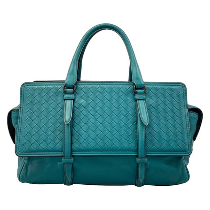 Bottega Veneta Handbag Intrecciato Blue Green Leather — view 3