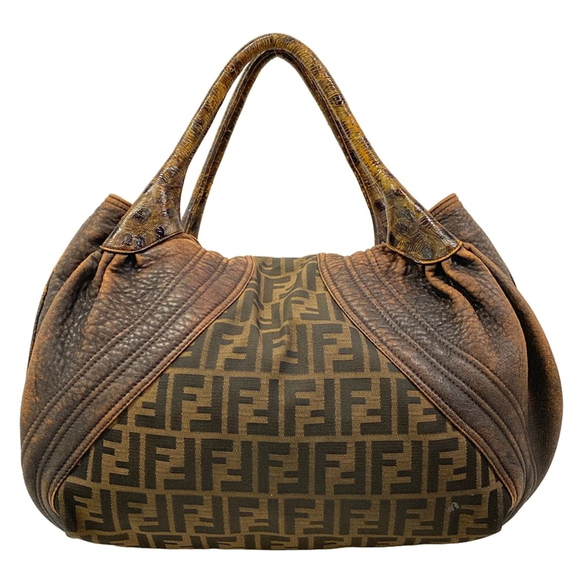 Fendi Handbag Spy Bag Brown Dark Embossed Leather — view 3
