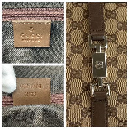 Gucci Jackie Brown Beige Silver GG Canvas Tote Bag — view 3