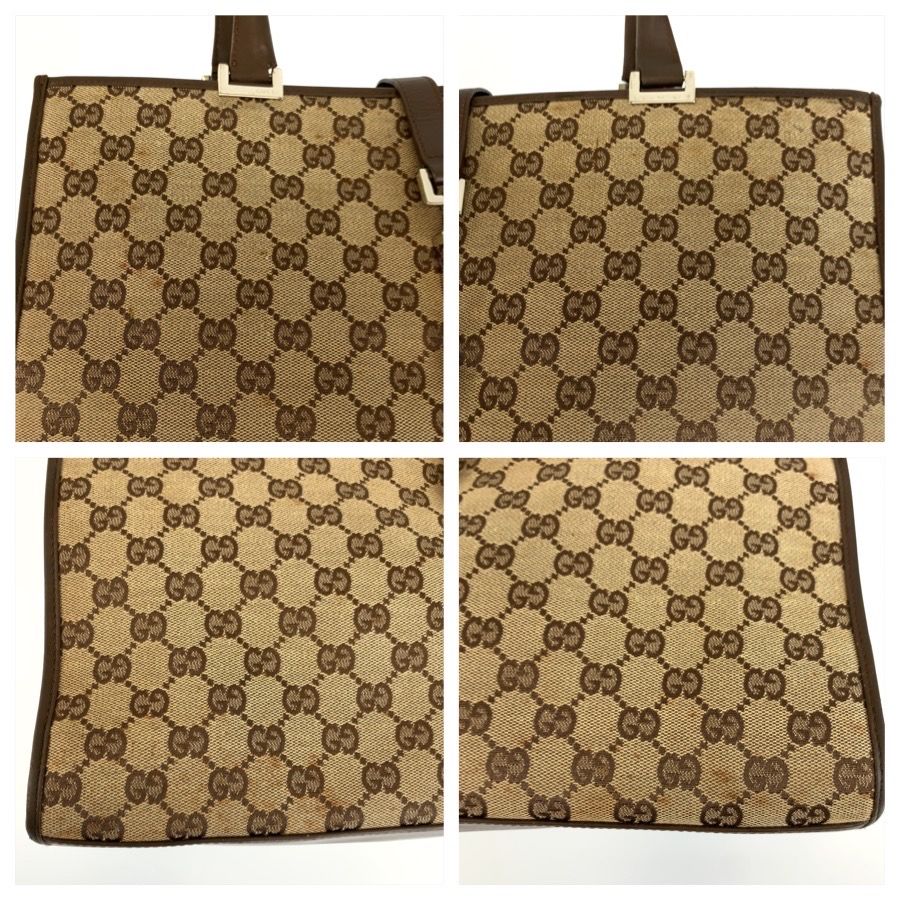 Gucci Jackie Brown Beige Silver GG Canvas Tote Bag — view 5