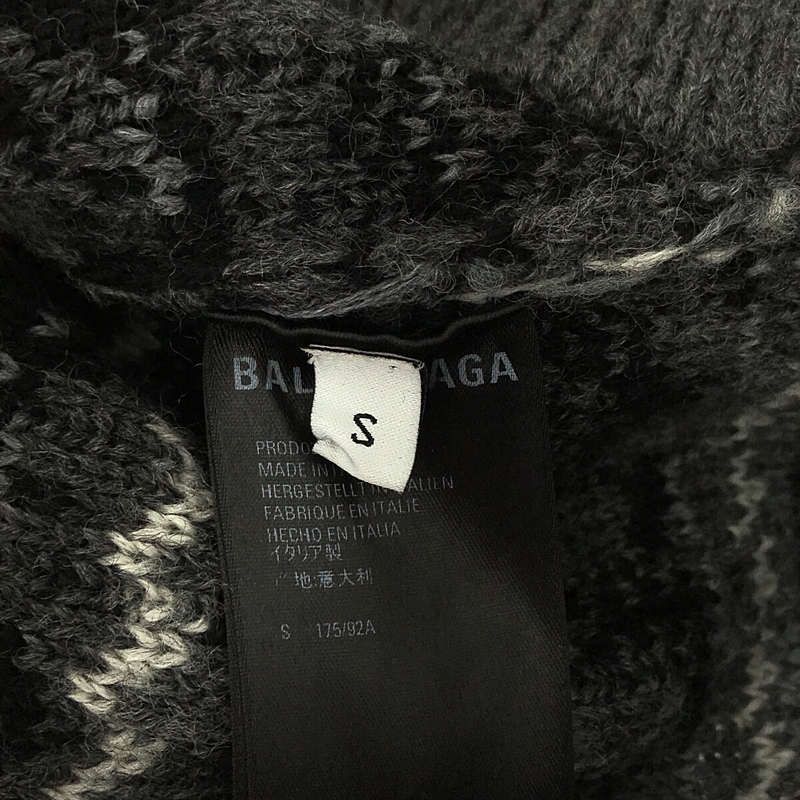 Balenciaga Fair Isle Over Wool Knit Pullover Black Sweater S — view 6