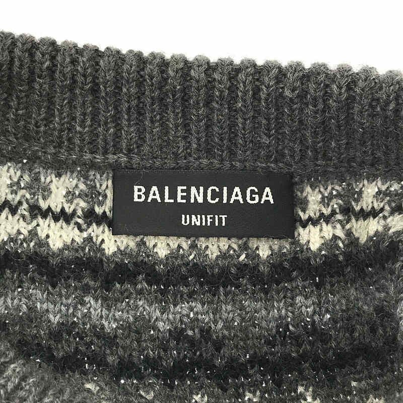 Balenciaga Fair Isle Over Wool Knit Pullover Black Sweater S — view 5