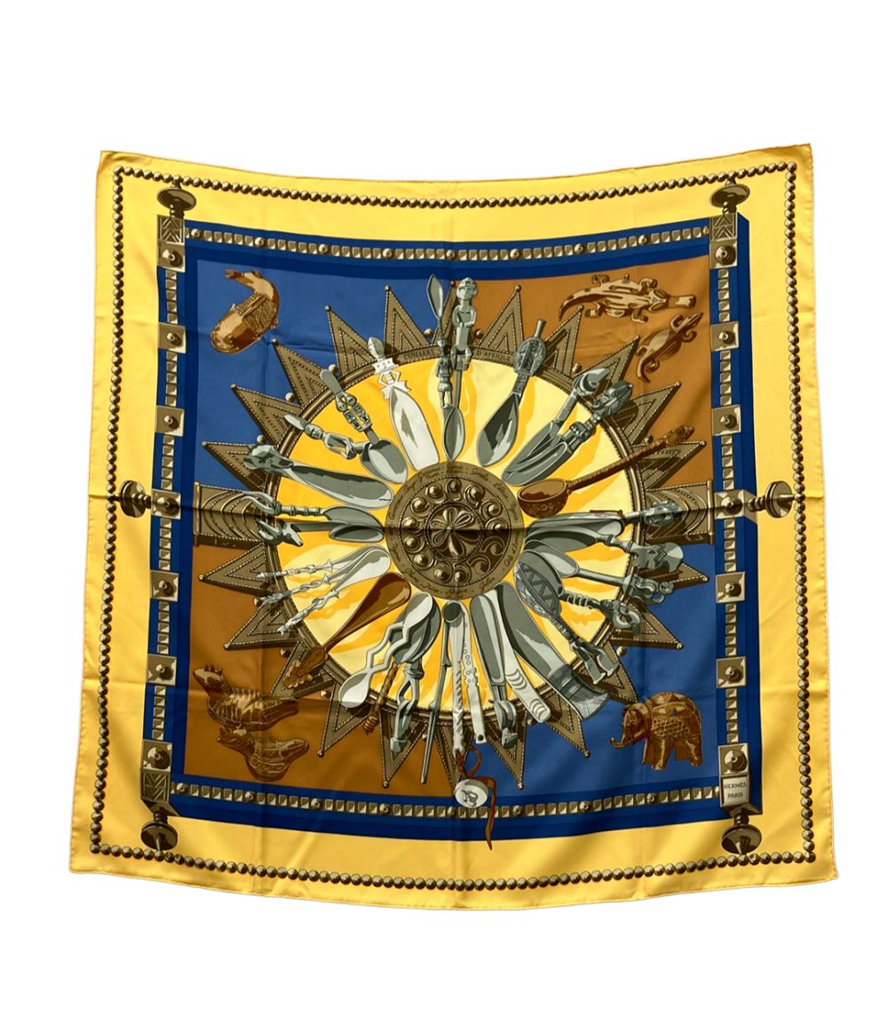 Hermes Scarf Carre 90 Silk 100% African Spoon