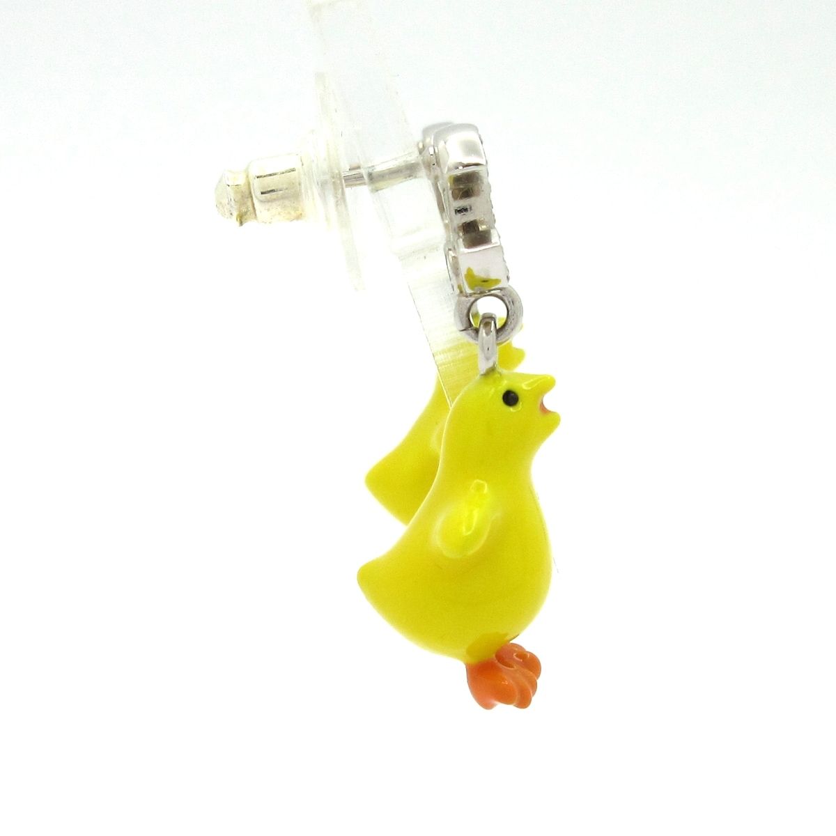 Chanel Earrings Silver Yellow Clear Chick CC Logo — view 2