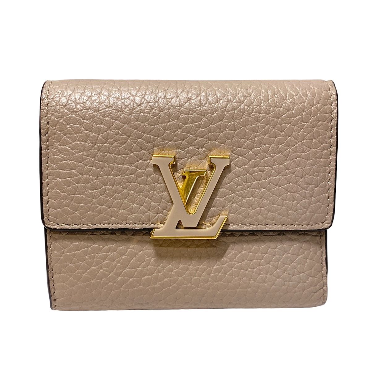 Louis Vuitton Trifold Wallet Capucines Portefeuille XS Galet Leather Cowhide
