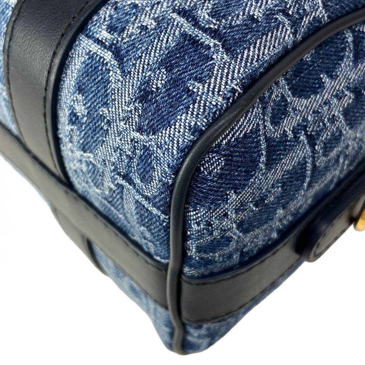 Dior Handbag Blue Dark Navy Oblique Star Leather — view 8
