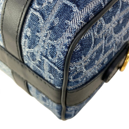 Dior Handbag Blue Dark Navy Oblique Star Leather — view 6