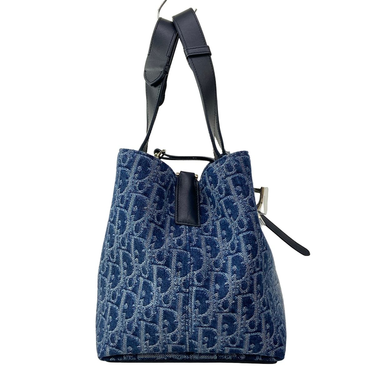 Dior Tote Bag Toujours Medium Blue Dark Navy Denim Oblique — view 2