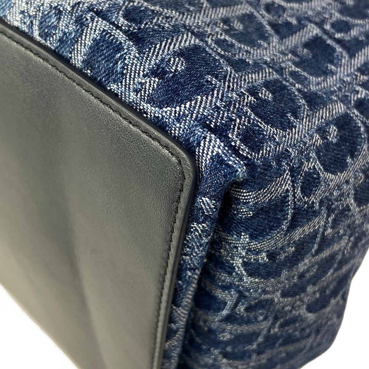 Dior Tote Bag Toujours Medium Blue Dark Navy Denim Oblique — view 6