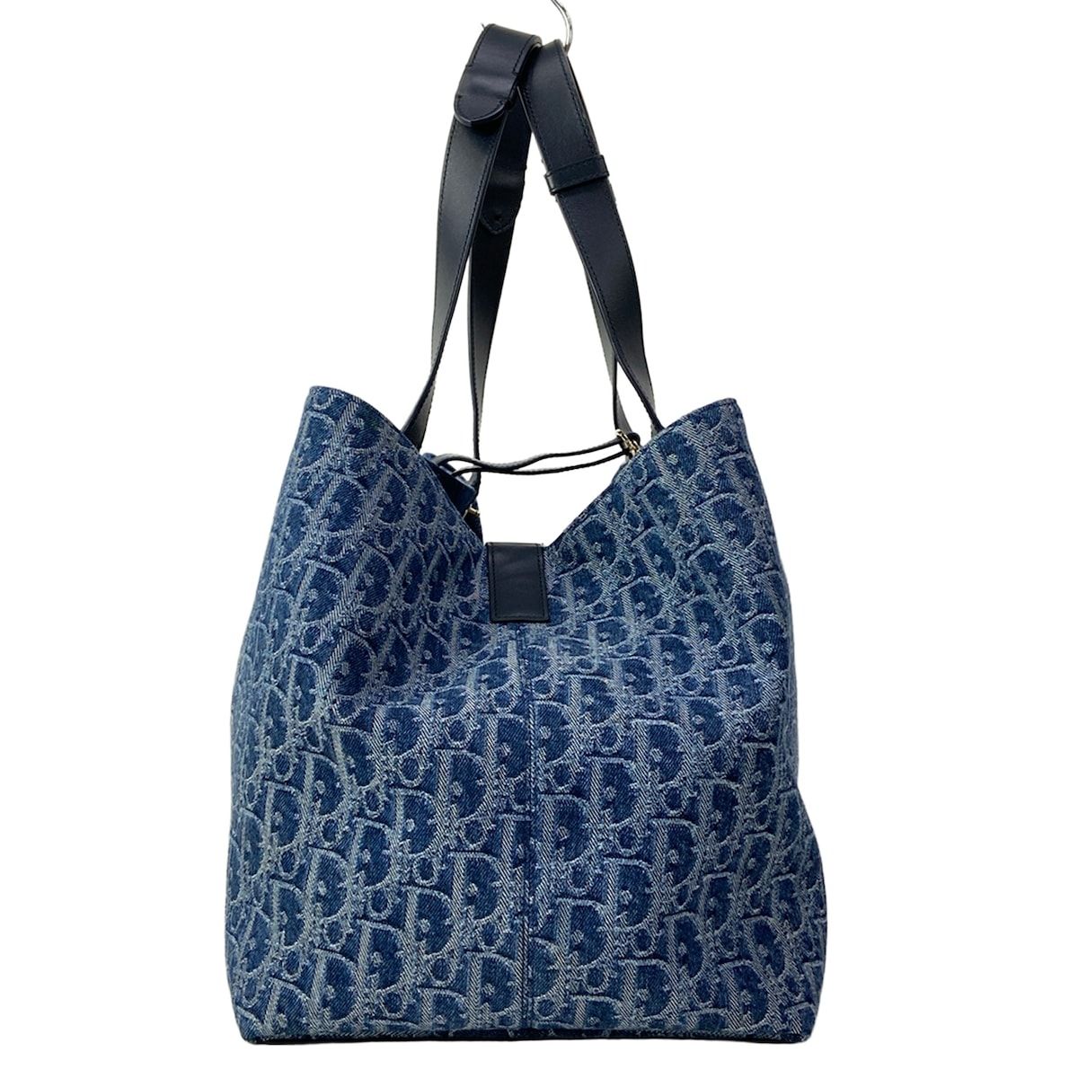 Dior Tote Bag Toujours Large Blue Dark Navy Denim Oblique Leather — view 4