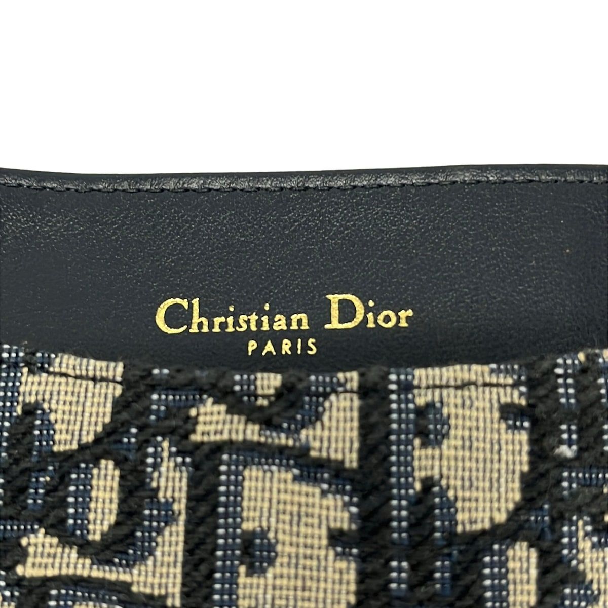 Dior Card Case Black Navy White Oblique Leather — view 4