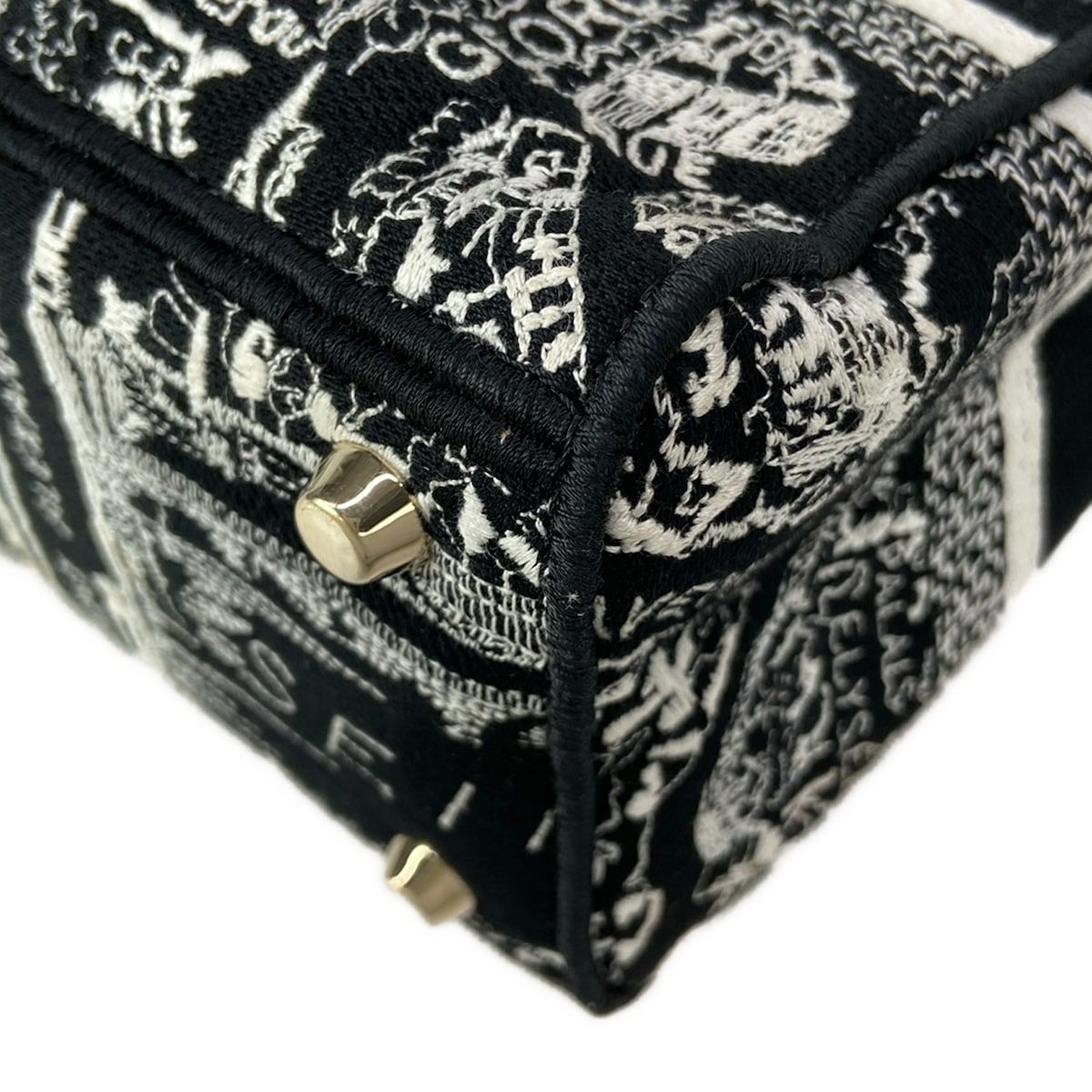 Dior Handbag Lady D-lite Medium Bag Black White Gold — view 6