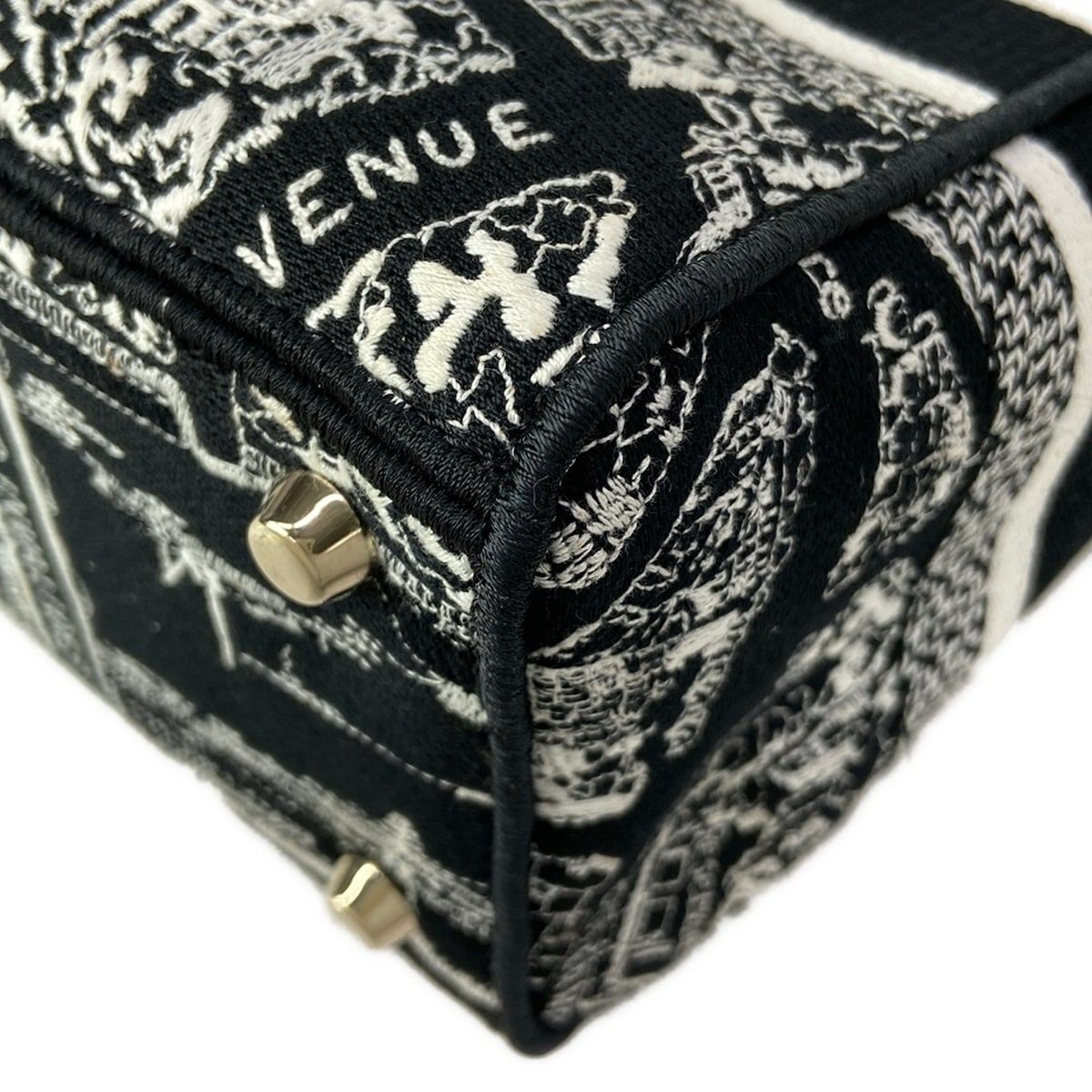Dior Handbag Lady D-lite Medium Bag Black White Gold — view 8