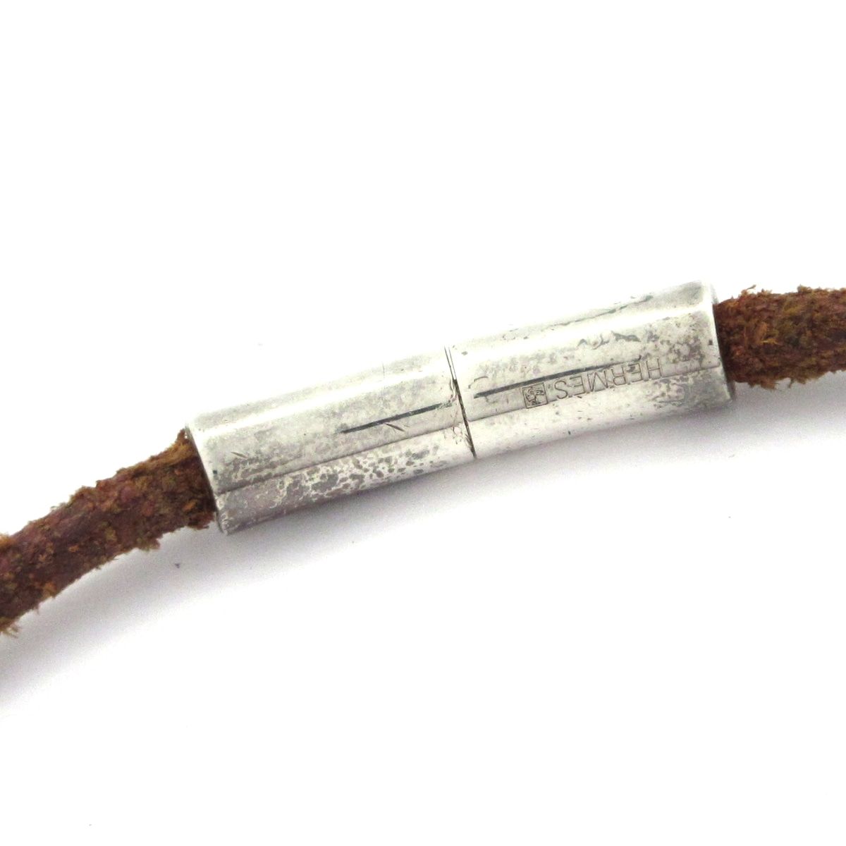 Hermes Choker Touareg Leather Silver Brown Necklace — view 4