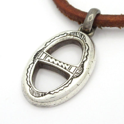 Hermes Choker Touareg Leather Silver Brown Necklace