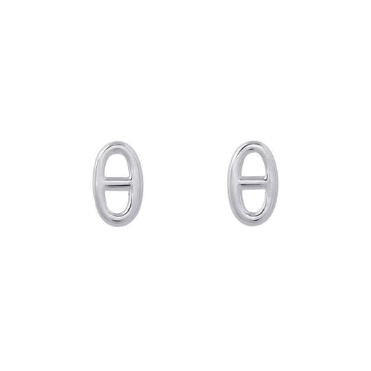 Hermes Earrings Farandole Chaine D'ancre Motif Silver Stud