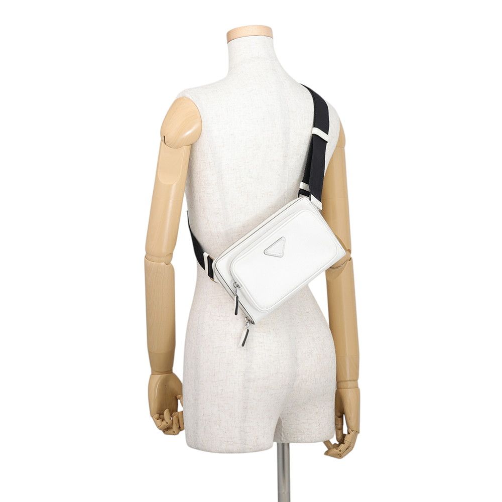 Prada Belt Bag Saffiano Triangle Logo White — view 5