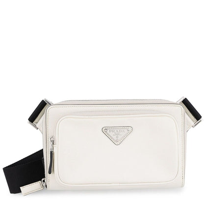 Prada Belt Bag Saffiano Triangle Logo White