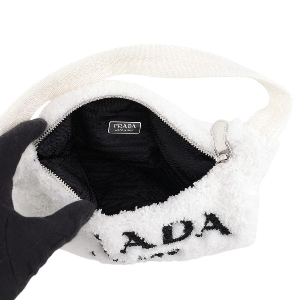 Prada Re Edition 2000 Terry Mini Bag Black White — view 5