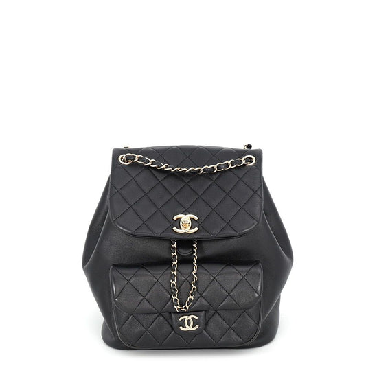 Chanel Backpack Quilted CC Logo Small Lambskin Black