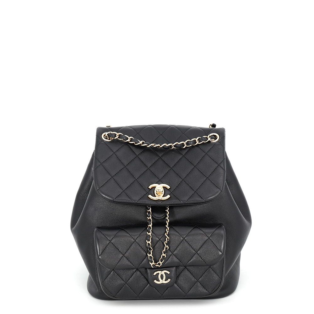 Chanel Backpack Quilted CC Logo Small Lambskin Black