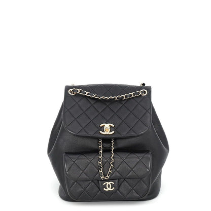 Chanel Backpack Quilted CC Logo Small Lambskin Black