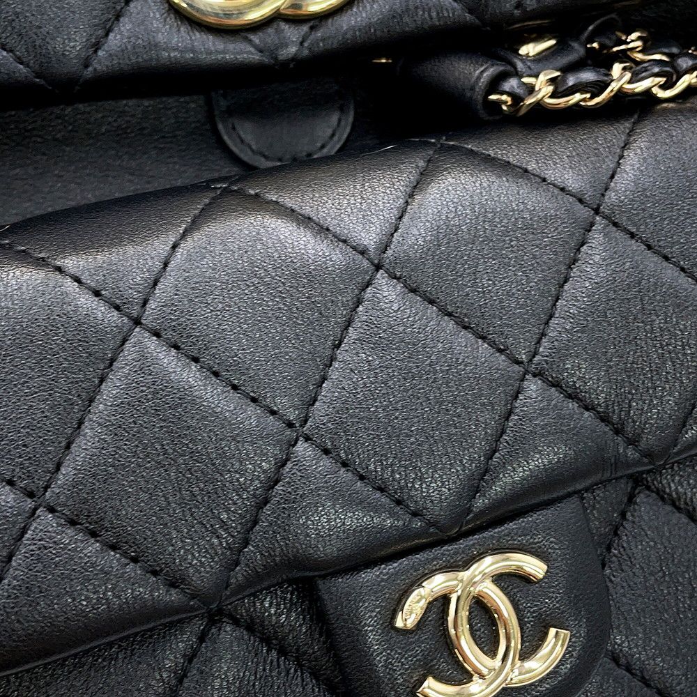 Chanel Backpack Quilted CC Logo Small Lambskin Black — view 6