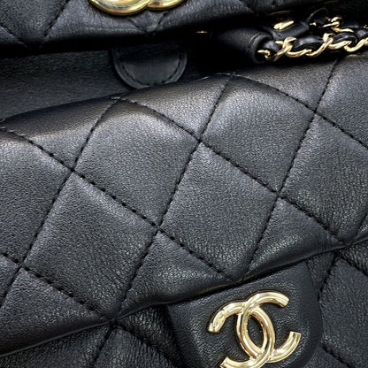 Chanel Backpack Quilted CC Logo Small Lambskin Black — view 6