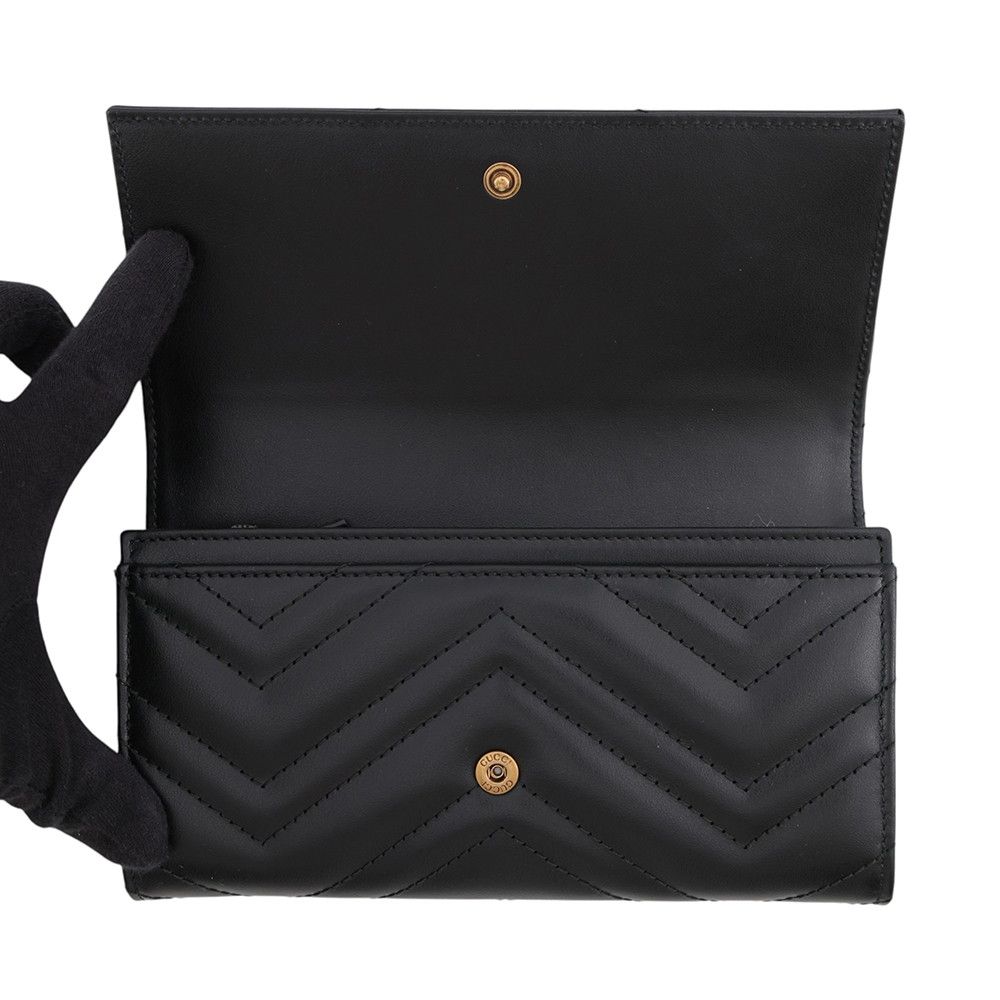 Gucci Wallet GG Marmont Double G Continental Leather Black — view 4