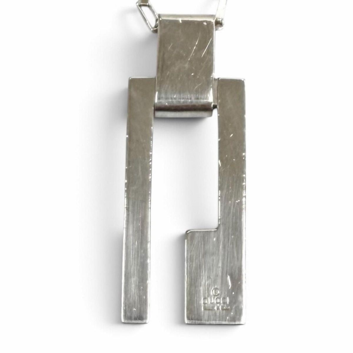 Gucci 925 G Logo Plate Chain Pendant Silver — view 3