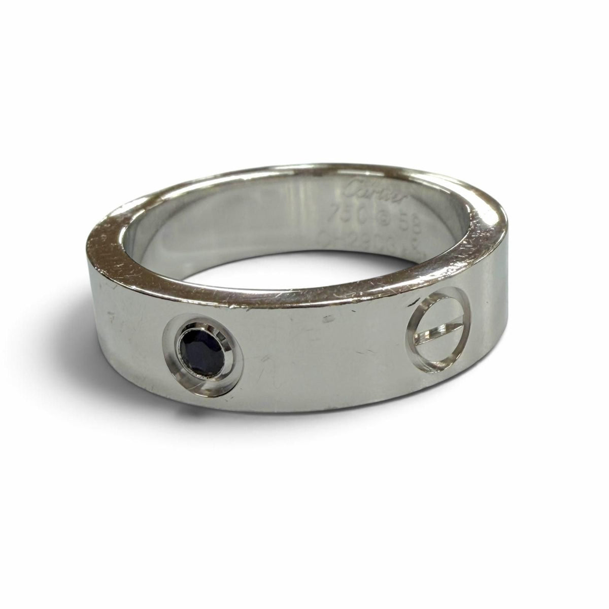 Cartier Love 750 Black Sapphire Ring Silver 58 JP