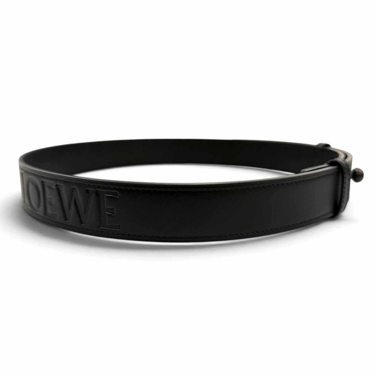 Loewe Embossed Logo Design Anagram Leather Belt Black 80/32 — view 2
