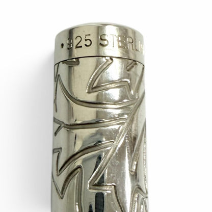 Tiffany & Co 925 Sterling Silver Leaf Design Cap Type Ballpoint Pen Handwriting — view 7