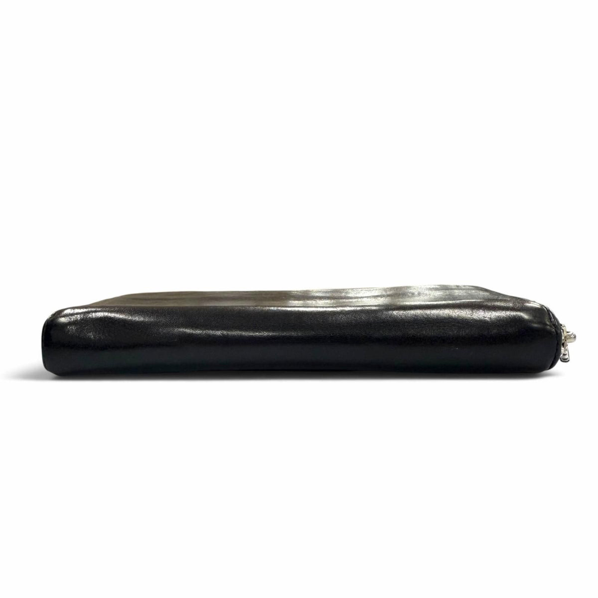 Chrome Hearts Rec F Zip Plain Leather 925 Scroll Label Long Wallet Black — view 3