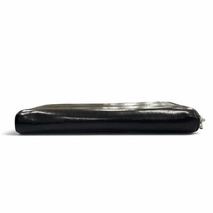 Chrome Hearts Rec F Zip Plain Leather 925 Scroll Label Long Wallet Black — view 3