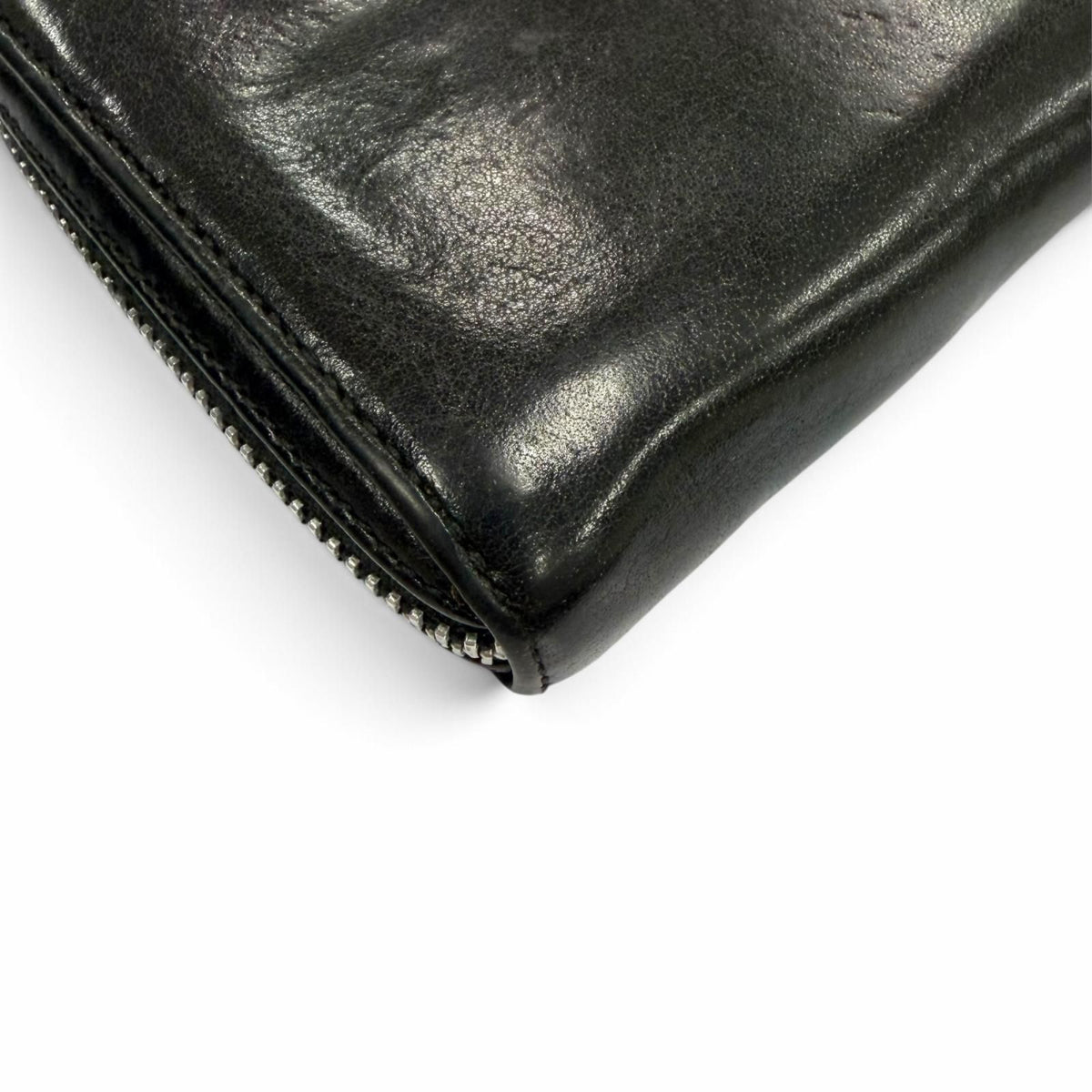 Chrome Hearts Rec F Zip Plain Leather 925 Scroll Label Long Wallet Black — view 4