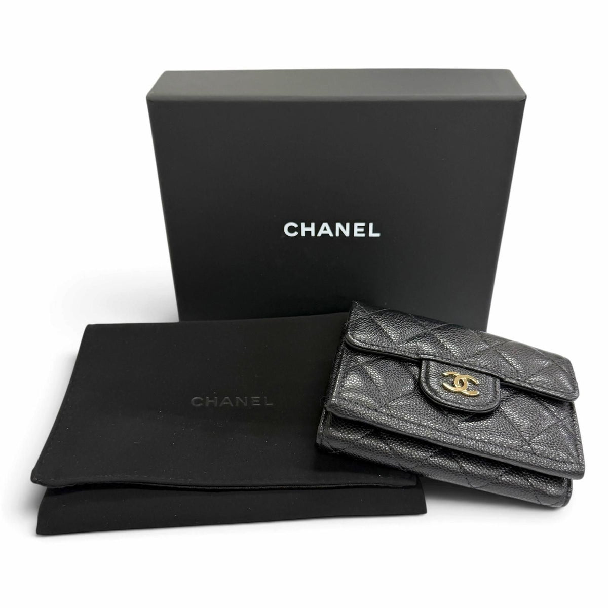 Chanel Quilted Timeless Classic Small Flap Wallet Caviar Leather Compact — view 2