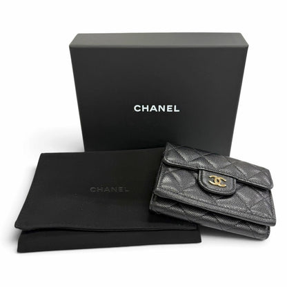 Chanel Quilted Timeless Classic Small Flap Wallet Caviar Leather Compact — view 2