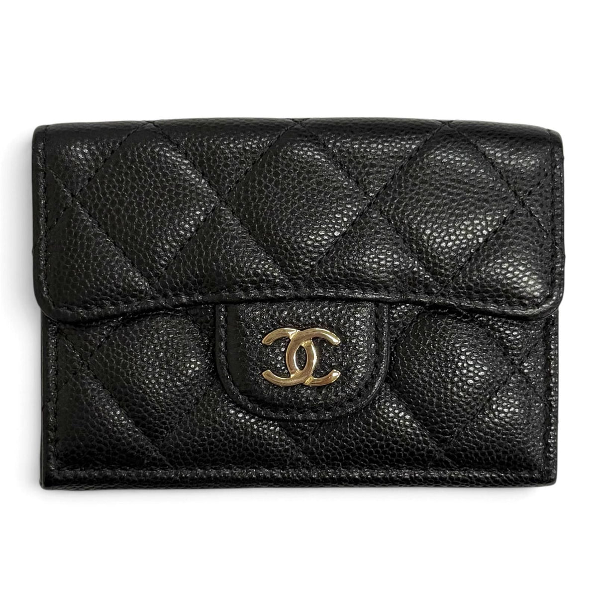 Chanel Quilted Timeless Classic Small Flap Wallet Caviar Leather Compact