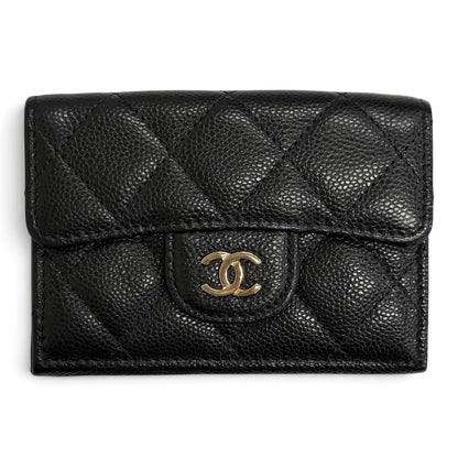 Chanel Quilted Timeless Classic Small Flap Wallet Caviar Leather Compact