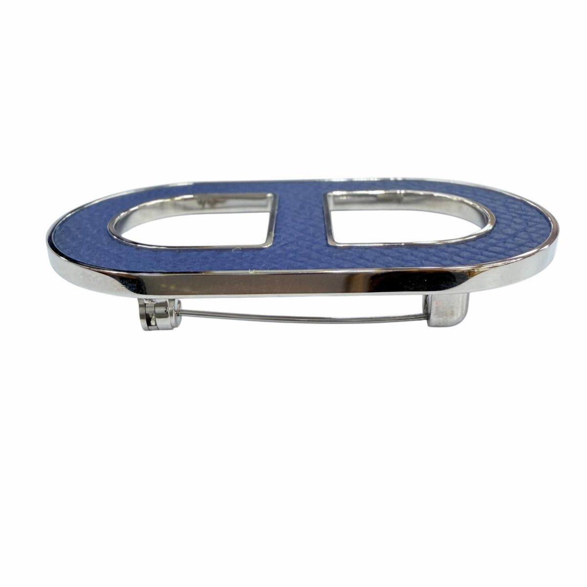 Hermes Chaine D'ancre Brooch Leather Metal Navy Silver — view 4