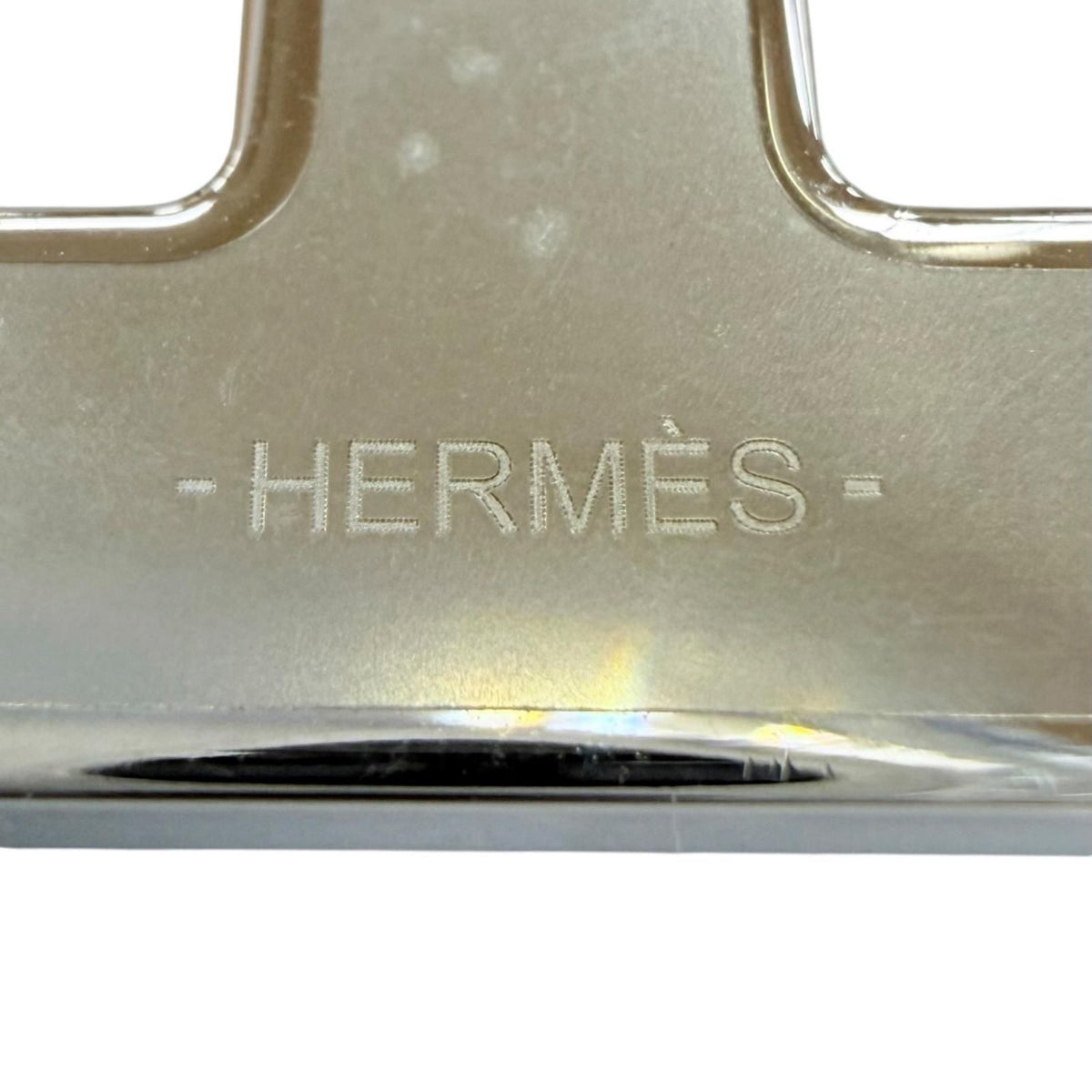 Hermes Chaine D'ancre Brooch Leather Metal Navy Silver — view 6