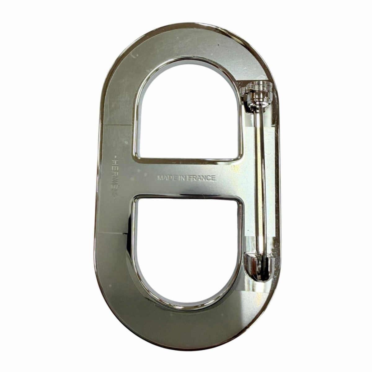 Hermes Chaine D'ancre Brooch Leather Metal Navy Silver — view 3