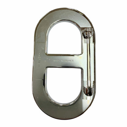 Hermes Chaine D'ancre Brooch Leather Metal Navy Silver — view 3