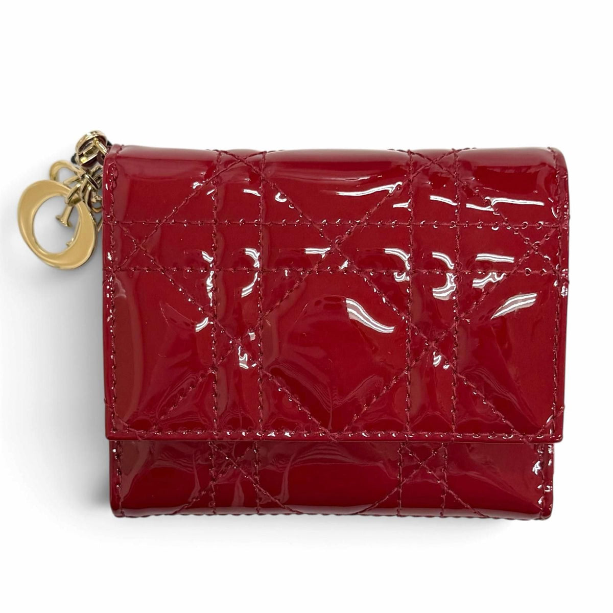 Dior Lady Lotus Wallet Patent Leather Cannage