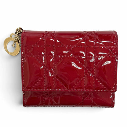 Dior Lady Lotus Wallet Patent Leather Cannage