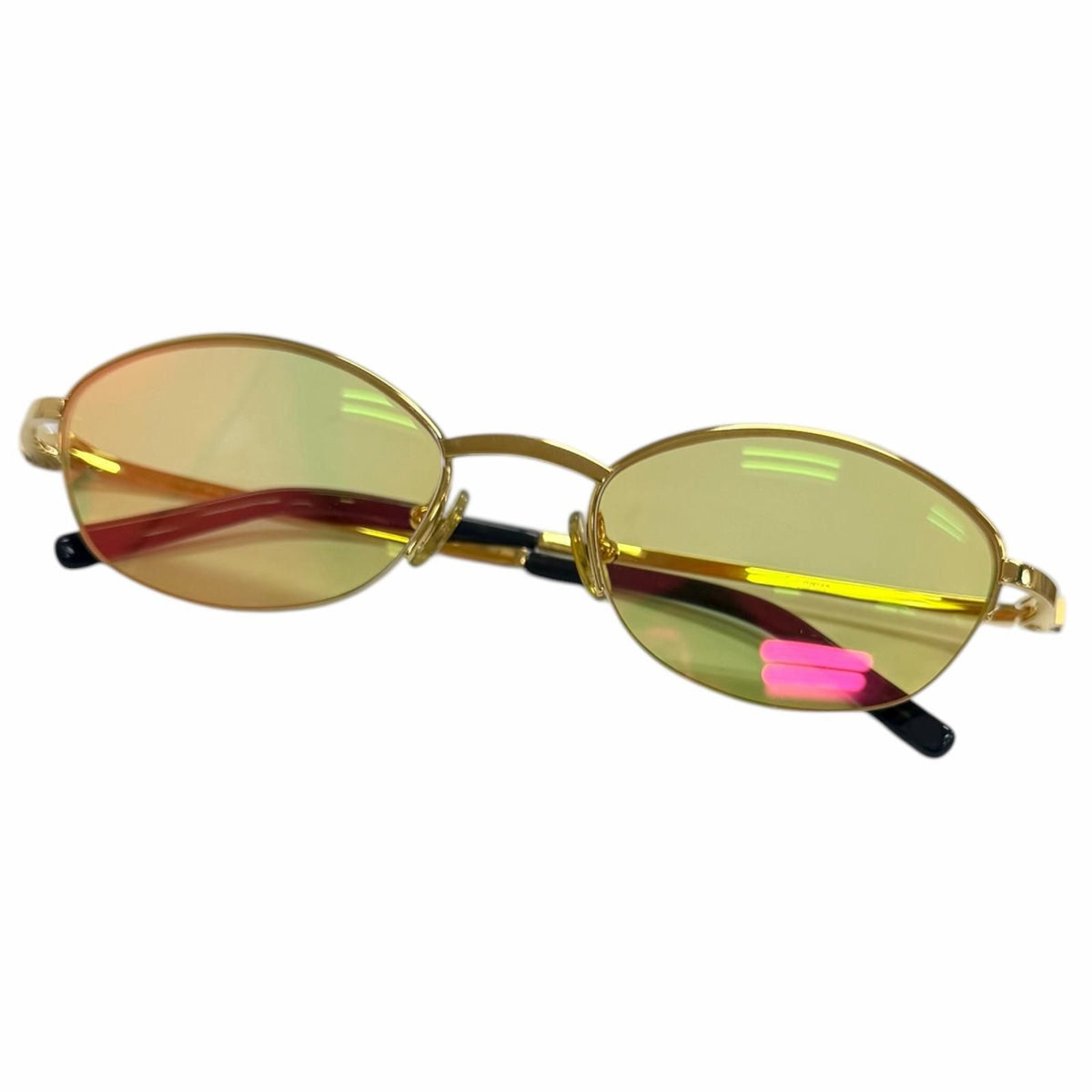 Cartier Oval Half Rim Sidestone Sunglasses Eyewear Gold 49 Prescription